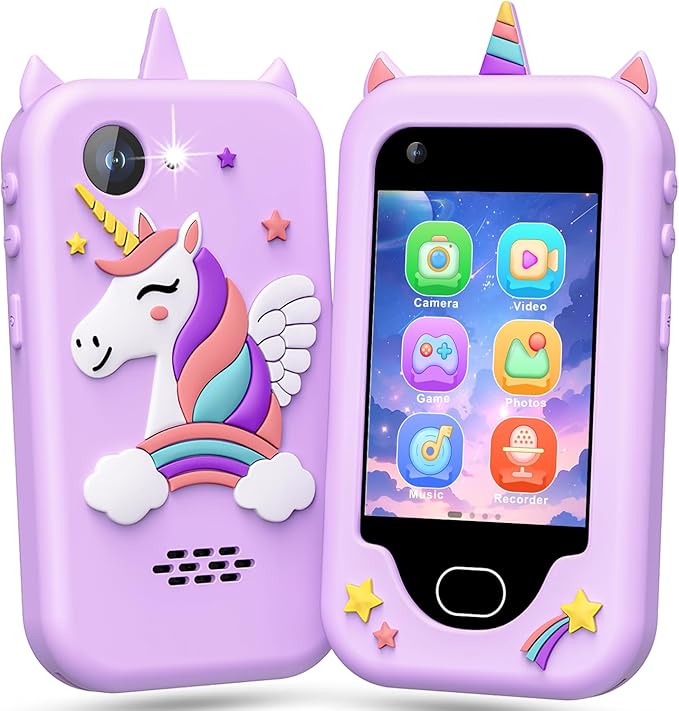 Lapare Kids Smart Phone for Girls, Christmas Birthday Gifts for 3-10 Year Old Kids Toy Cell Phone, 2.8" Touchscreen Toddler Learning Play Toy Phone with Dual Camera, Game, Music Player and More (32GB)