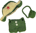 17cm/6.7in Clothes Set for Dolls - Cute Hat & Overalls Outfit, Soft Premium Fabric Dress Up Accessories Suit, Easy On/Off, NO Doll Included (Army Coat)