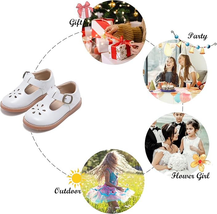 Felix & Flora Toddler Little Girl Mary Jane Dress Shoes - Ballet Flats for Girl Party School Shoes