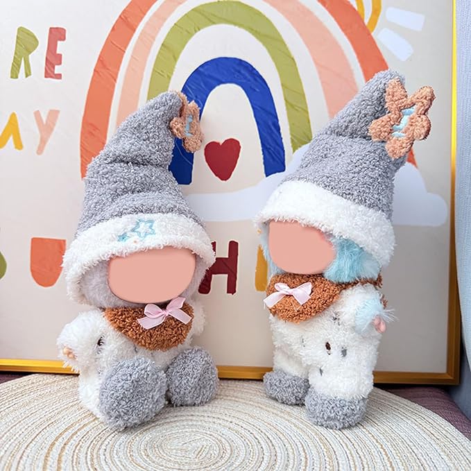 17CM Doll Clothes Set Grey Hat + White Grey Jumpsuit, Fashion Cute Dress-Up Clothes for Doll Accessories Outfit(No Doll Included)(LBB Clothes 7)