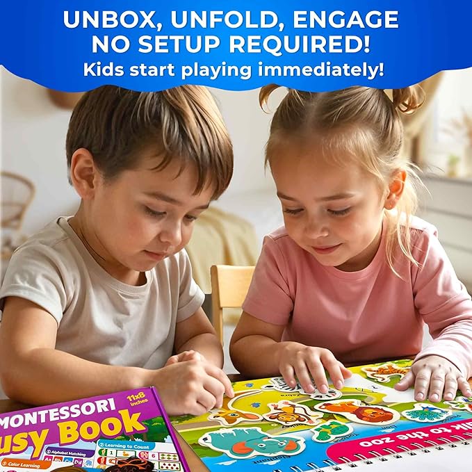 QUOKKA Montessori Busy Book for Toddlers 1-3 - Pre K Toddler Learning Activities for Homeschooling - My Preschool Busy Book for Ages 3-5 - 15 Kids Educational Activities