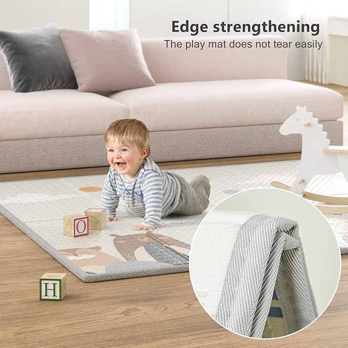UANLAUO Foldable Baby Play Mat, Extra Large Waterproof Activity Playmats for Babies,Toddlers, Infants, Play & Tummy Time, Foam Baby Mat for Floor with Travel Bag (Triangle(71x59x0.4inch))