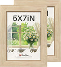 5x7 Picture Frame 2 Pack, Natural Oak Wood Gallery Photo Frame, Wall Hanging or Tabletop Display