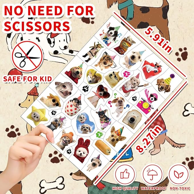 216PCS Dog Meme Temporary Tattoos, Pre-Cut Funny Dogs Party Tattoo Stickers Birthday Decorations Supplies Party Favors, School Rewards Gifts Idea for Boys Girls