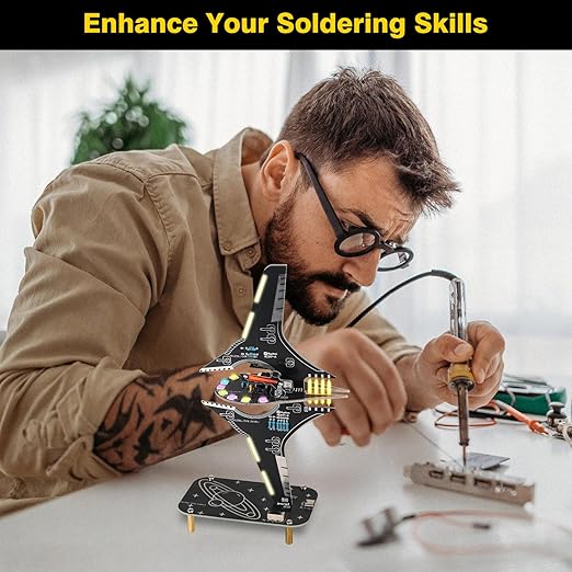 Starship Soldering Practice Kit, Sci-Fi Spaceship DIY LED Light Kit, Fun Electronics Learning Kit for School Projects & Cool Desk Decor Present for Teens & Adults