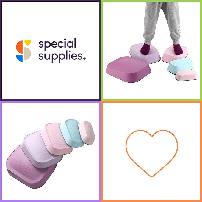 Special Supplies Set of 5 Stepping Stones for Kids Indoor and Outdoor Balance Blocks Promote Coordination, Balance Strength Child Safe Rubber, Non-Slip Edging (Unicorn)