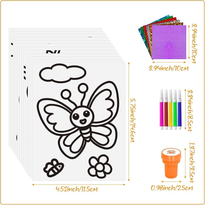 Cinrobiye 168 Pcs Foil Art Craft Activity, Coloring Books Bulk, DIY Creative Foil Activity Pages, Party Favors, Goodie Bag Fillers, Holiday and Travel Art Supplies