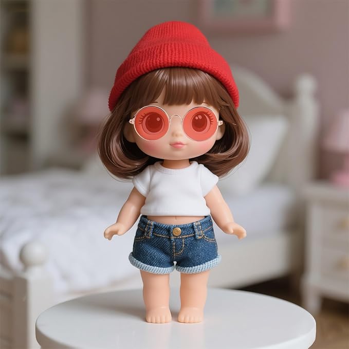 4pcs Mini Doll Glasses, Cute Tiny Sunglasses for Most Dolls Outfit and Toys Clothes Set Decorations with Metal Frame Multi-Color Lenses Fashion Eyewear Accessories (Color 3)