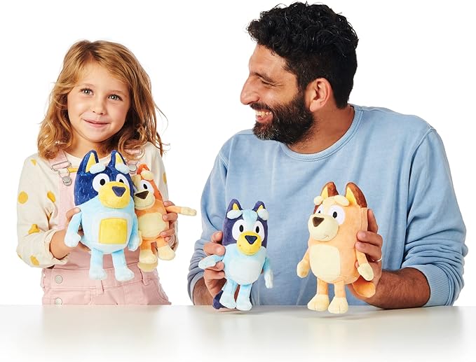 Bluey Heeler Family Stuffed Animal Set of 4, 7-8”, Soft, Bingo, Bandit, and Chilli Plush Figure Toys, Cuddly Plush Toys for Kids Ages 3+