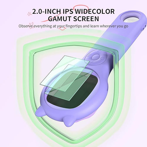 2Pcs Purple Kids Microscope-200X Fixed Focus Miniscope Portable Handheld Pocket Microscope -Science Toy for Toddlers, Christmas Birthday Gifts for Age 5 6 7 8 9 10 11 12 Girls Boys