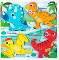 Wooden Jumbo Base Dinosaur Puzzle1-3, Dinosaurs Toys for 2 3 Years Old Boy Girls Kids,Toddler Toys Ages 2-4,Preschool Wood Dino Educational Gifts for Boys