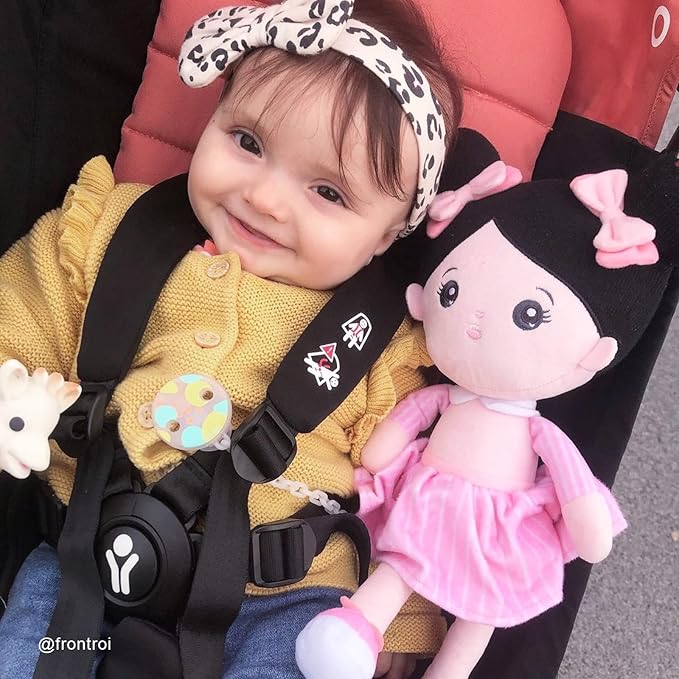 OUOZZZ 13" Soft Baby Doll Toys for 1 + Year Old Girl Gifts, Birthday Gifts for 1 Year Old Girl Christmas Plush Toys Gift for Toddler Kids Asian Black Hair