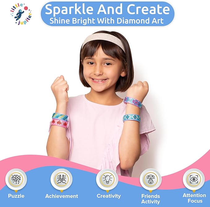 Little Jupiter Diamond Art Bracelet Kit (3pack -6pc ea) - Bracelet Making Kit for Girls - Diamond Art Kits for Kids - Kids Diamond Art