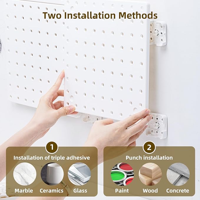 VUSIGN Peg Board Combination Kit, 22"x22" Pegboards and Accessories for Wall Organization, Pegboard Wall Organizer for Office, Home, Desk, White