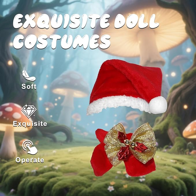 17cm Doll Clothes Christmas Accessories Outfit for 17cm Dolls (NO Doll)(Sweater+Christmas Hat/Scarf)