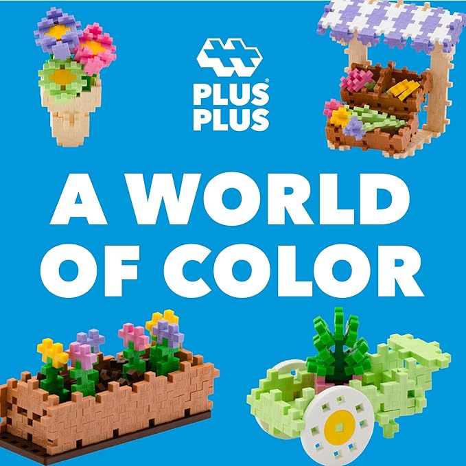 PLUS PLUS Learn to Build Set, Interlocking Mini Building Blocks, 3D Puzzle Construction Stem Toy for Kids - Flower Shop Mix, 400 Pieces