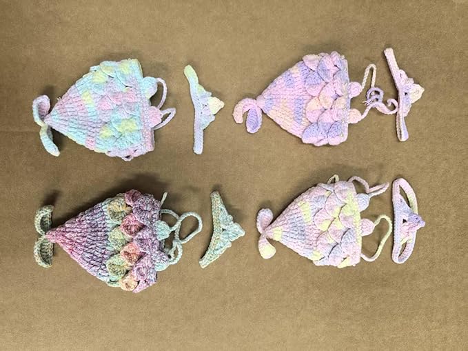 Clothes for Labubu Doll,Clothes for Doll Accessories,Hand-woven Bikini Mermaid Crochet Skirt Set,Summer Mermaid Costume Outfit Suitable for Labubu15&17cm,Dress-Up Accessories for Labubu Doll (color01)