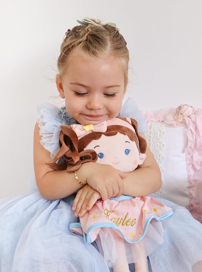 LeyaDoll Personalized Soft Baby Doll Toys (16''), My First Baby Rag Doll for 1 Year-Old Girl Birthday Gift, Christmas Plush Toys Gift for Toddler Kids Infants-Daydream-Princess Twinkle