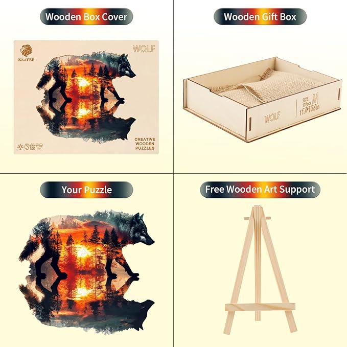 Wooden Puzzles for Adults, 3D Wolf Wooden Jigsaw Puzzles, Unique Shaped Animal Wood Puzzles Adults, Birthday Gift Family Game.(（11.4 * 10.6in 177pcs）