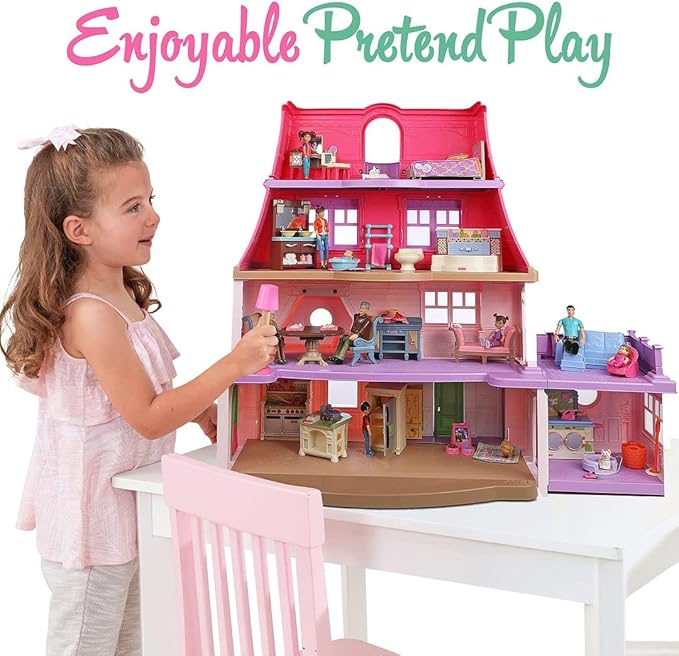 Beverly Hills Sweet Li’l Family Bendable Doll House Figurines Set of 9 - Grandpa, Grandma, Mom, Dad, Sister, Brother, Toddler, Twin Boy & Girl