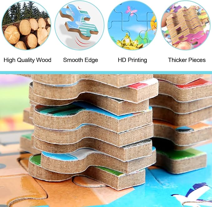 Puzzles for Kids Ages 4-8, 60 Pieces Puzzles for Kids Ages 3-5 in a Metal Box Girls and Boys Learning Educational Jigsaw Puzzle Toys Gifts
