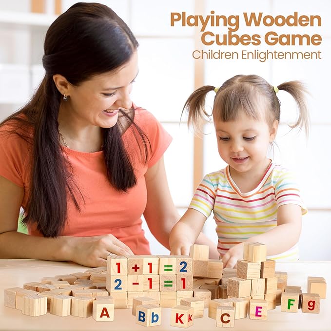 Barydat 450 Pcs 0.5 in Wooden Cubes, Unfinished Wooden Blocks for Crafting Natural Craft Wood Square Blank Cube for DIY Project Baby Showers