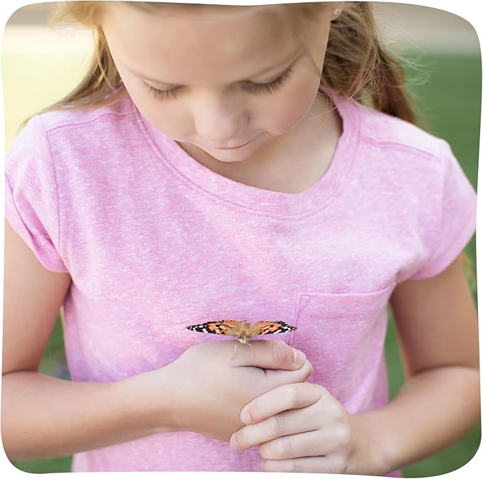Insect Lore Butterfly Garden with Giant Birthday Card - 5 Live Baby Caterpillars, STEM Activity Journal, Habitat, Chrys-A-Lid Holder, Feeder - Raise and Release Painted Lady Butterflies