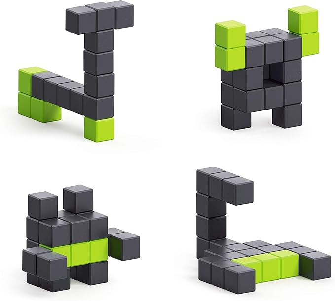 PIXIO Bot Story Series 24 Magnetic Blocks Stress Relief Construction Toy, Building Blocks in 8-bit Pixel Art, Creativity for Kids, Fidget Toy