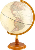 COSTWAY 12” Illuminated World Globe, Geography Educational Globe with Built-in LED Night Light, Wooden Stand, Clear Map for Kids & Adults Learning, Desktop Globes for Students, Decoration (Bronze)