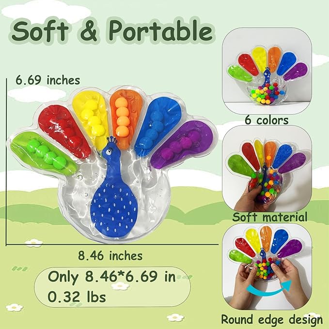 2PCS Color Sorting Sensory Toy, Fine Motor Skills Toys for Toddlers, Montessori Toys Preschool Learning Activitie, Sensory Activity Toy for Kids 3+ and Adults
