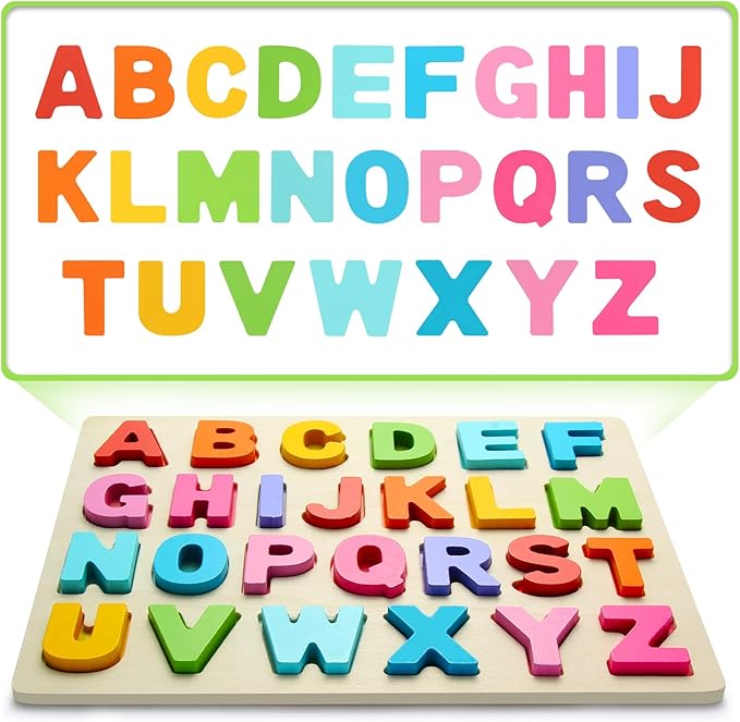 Wooden Puzzles for Toddlers, ABC Alphabet Puzzle, Learning Toys, Preschool Learning Activities, Preschool Educational Toddler Puzzle for Gift Set
