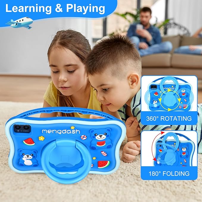 Kids Tablet, 10.1 inch Tablet for Kids 3-10, Educational Learning Toddler Tablet Android 14, 8GB RAM+64GB ROM Storage, 5G WiFi, Baby Girl boy Gift (Blue)