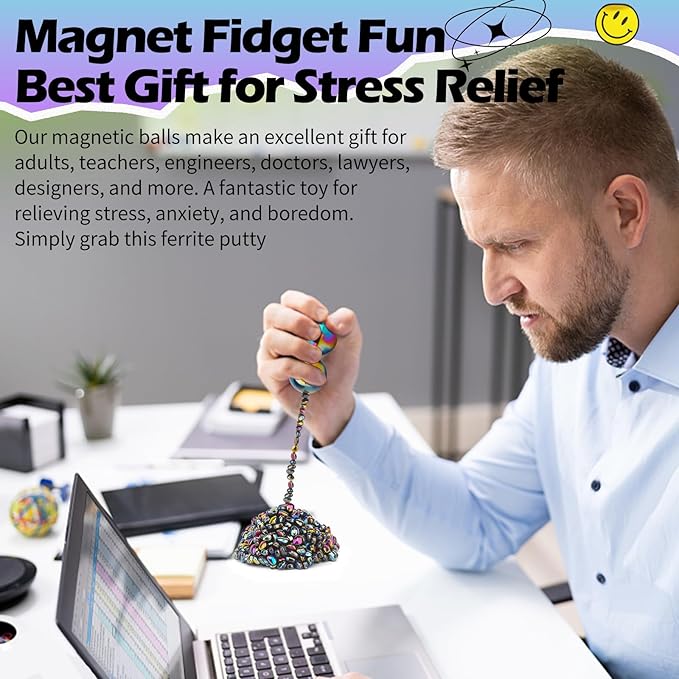 Magnet Stone Ferrite Putty with 2 Big Magnet, Smooth Magnetic Ferrite Magnet Rock Ball Fidget Toy Science Kit, Office Desk Toy Decoration Gift for Adults