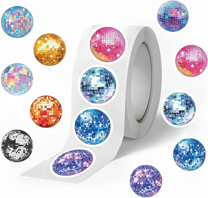 500pcs Cool Disco Ball Stickers - Vintage Retro Stickers, 1 Inch Self-Adhesive for Laptop, Luggage, Scrapbook, Bottles, Crafts & Decor