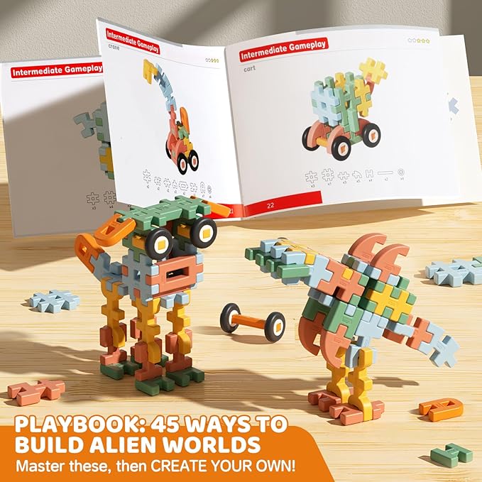 Interlocking Large Building Blocks for Toddlers 3-5, STEM Building Toys for Kids 3 3+ 4 4+ Year Old, Manipulatives Preschool Kindergarten Toys for Kids Age 3+, Birthday Gifts for Boys Girls