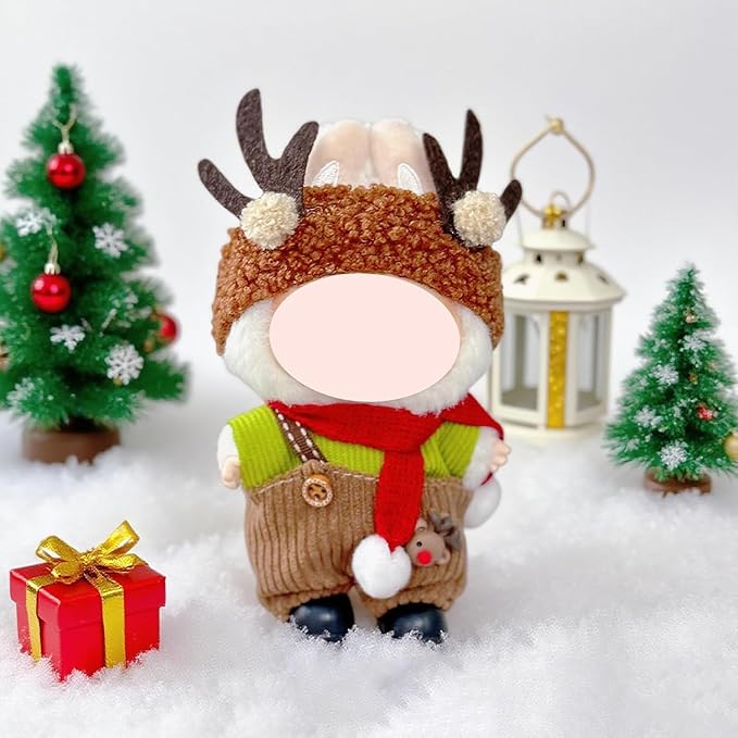 Christmas Costume Set Outfit Set for 17cm, 2-Set Cute Dress-up Bundle, Reindeer, Sheep Holiday Dress, Plush Clothes Accessories (No Doll Included)