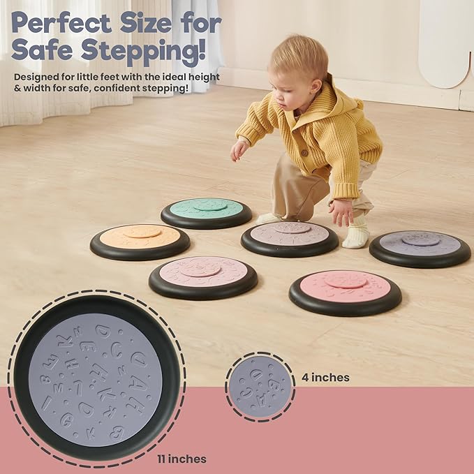 Stepping Stones – Indoor & Outdoor Obstacle Course Toys for Kids – Montessori Sensory & Motor Skill Development, Coordination & Active Play – Textured Educational Play Set
