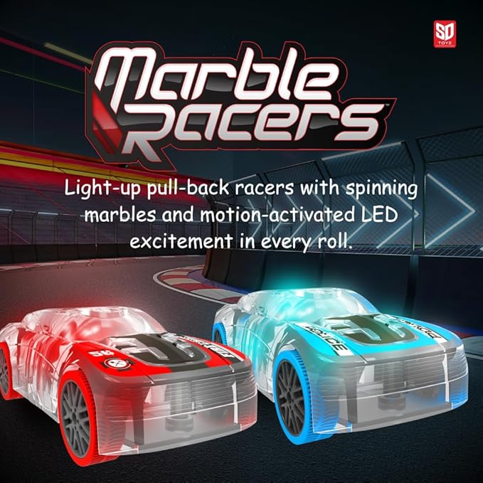 LED Light Up Pull Back Red Race Car, Toy Vehicle for Kids 3 and Up