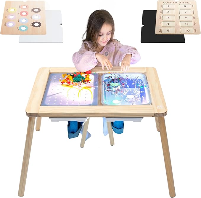 MEKA Sensory Table 6-in-1, Includes 6 Play Panels and 2 Sensory Bins (Lights Sold Separately)