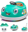 12V Dual Battery Electric Ride on Kids Bumper Car w/Remote Control,360 Degree Spin,Push Rod Rocker Horse Function,3-Speeds Babies & Toddlers Bumping Car Ride on Toy Gift for 1-4 Years Children（Green）