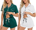 SWOMOG Womens Button Down Pajamas Set Short Sleeve Sleepwear Bride Soft Pj Lounge Sets XS-3XL