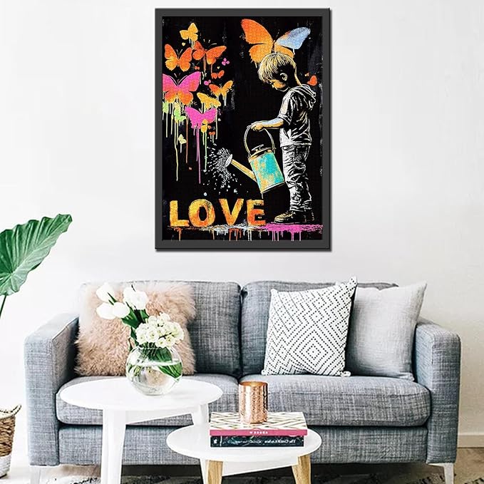 Tucocoo Banksy Graffiti Love Jigsaw Puzzle 1000 Pieces Puzzles for Adults, Butterfly Abstract Art Jigsaw Puzzles for Difficult Challenging Family Activity Games DIY Crafts Puzzle for Home Decor Gifts