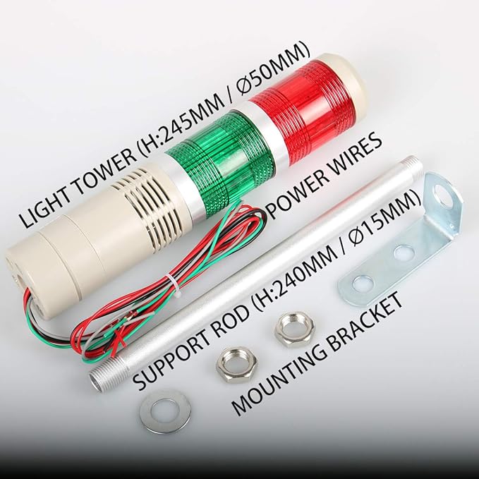 Industrial Signal Column, LED Alarm Tower Lamp Flash Indicator, 2-Layer Stack Warning Light for Safety (110V/Steady ON)