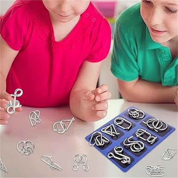 Reverse Thinking Puzzles, Metal Puzzle Ring, Educational Intellectual Toys IQ Toys, Metal Brain Teaser Puzzles, 2025 New IQ Test Brain Teaser Disentanglement Set (Green)