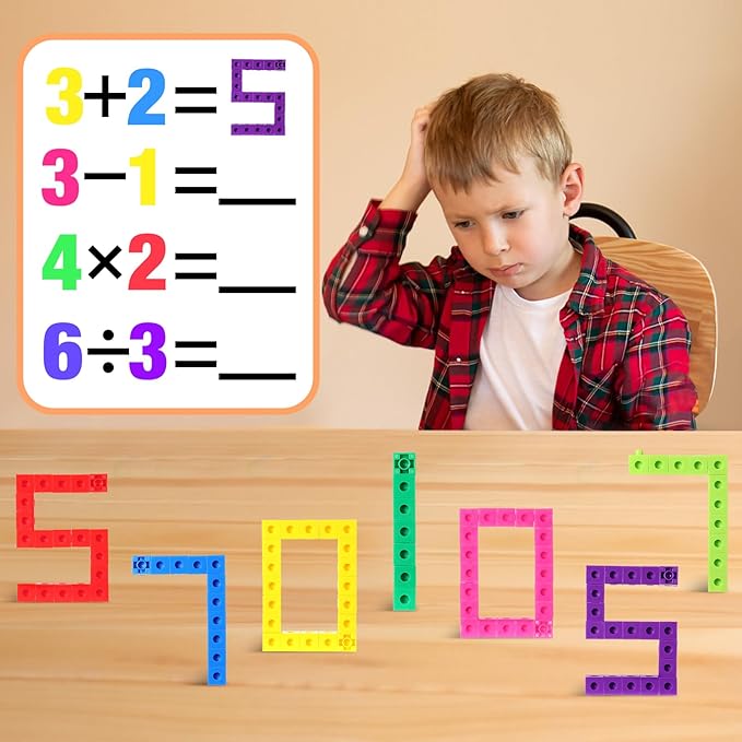 Jenaai 100 Pcs Linking Cubes Plastic Math Cubes Manipulative Counting Blocks STEM Snap Blocks Connecting and Counting for Early Math and Construction, Homeschool Preschool Supplies(Lovely)