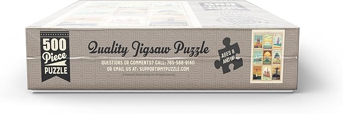 MyPuzzle World Travel, Collage, Vintage Poster - Premium 500 Piece Jigsaw Puzzle for Adults