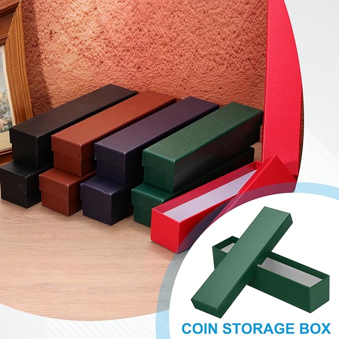 PATIKIL Coin Storage Box, Coin Collecting Cardboard for Collectors, Green, 3 Pcs