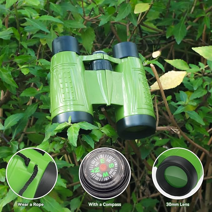 ASONA 24 PCS Binoculars for Kids with Neck String, Bulk Toy Binoculars Nature Exploration Toys Safari Jungle Animal Theme Party Favors for Bird Watching Camping Hunting Hiking Supplies