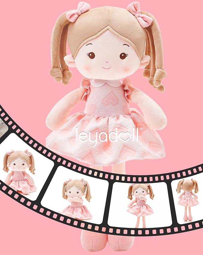 Personalized Soft Baby Doll Toys for Girls (16''), My First Birthday Gift, Christmas Dolls, Baby Rag Doll Plush Toys for Toddler Kids Infants -Sweetheart Girl Light