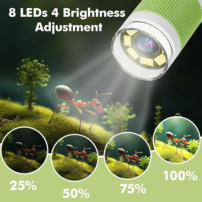 Digital Microscope for Kids,4.3" HD Screen Portable Microscope with 8 LED Lights,Educational STEM Science Toys with 8G SD Card for Photo/Video,Birthday Gifts for Boys Girls